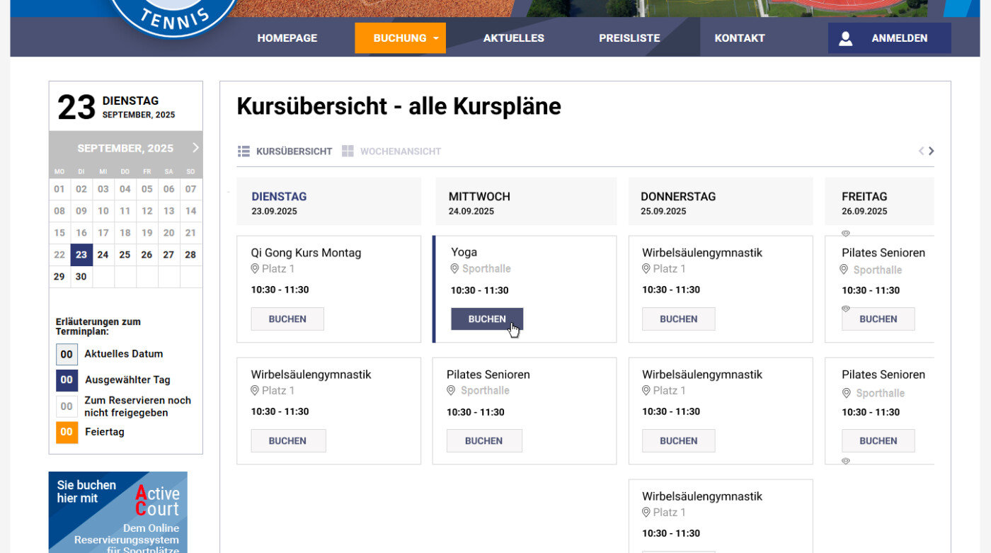 Kursverwaltung Active Court